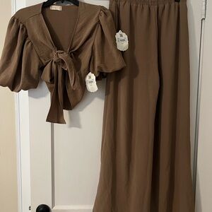 Altar'd State Brown Tie-Front set